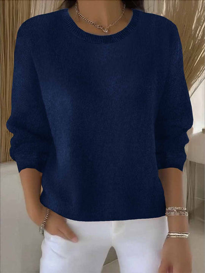 Kessoro women's relaxed round-neck knit sweater in pink, blue, cream, yellow and pastel colourways