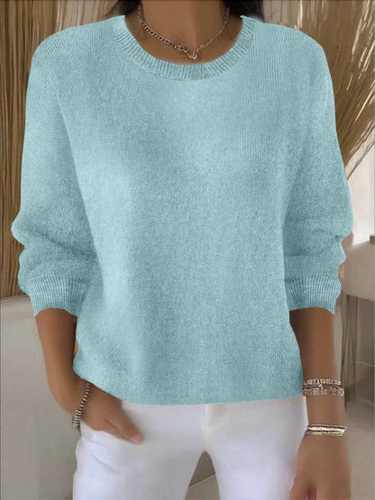 Kessoro women's relaxed round-neck knit sweater in pink, blue, cream, yellow and pastel colourways