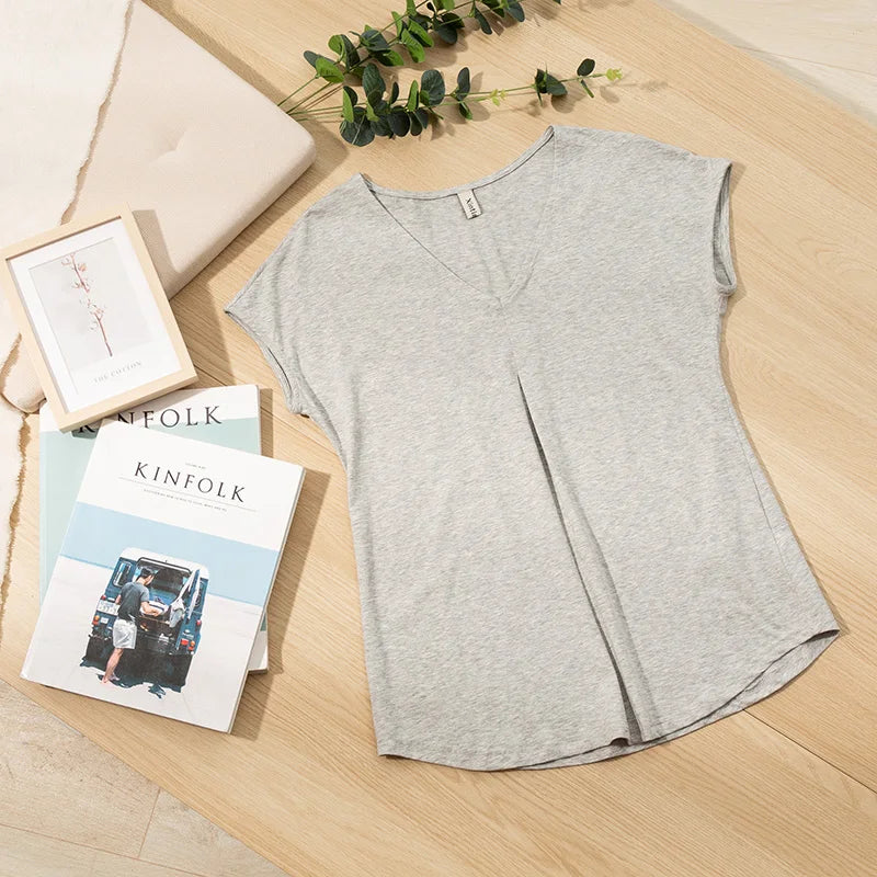 Women's oversized casual cotton T-shirt, front view