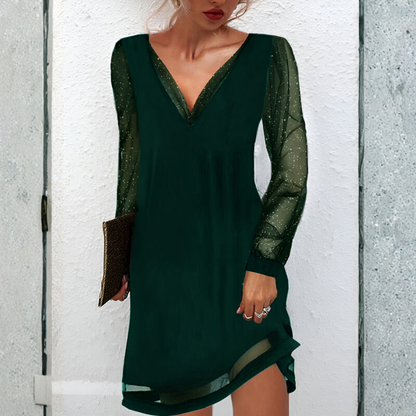 Kessoro women's cinched waist draped skirt dress in black, red and green