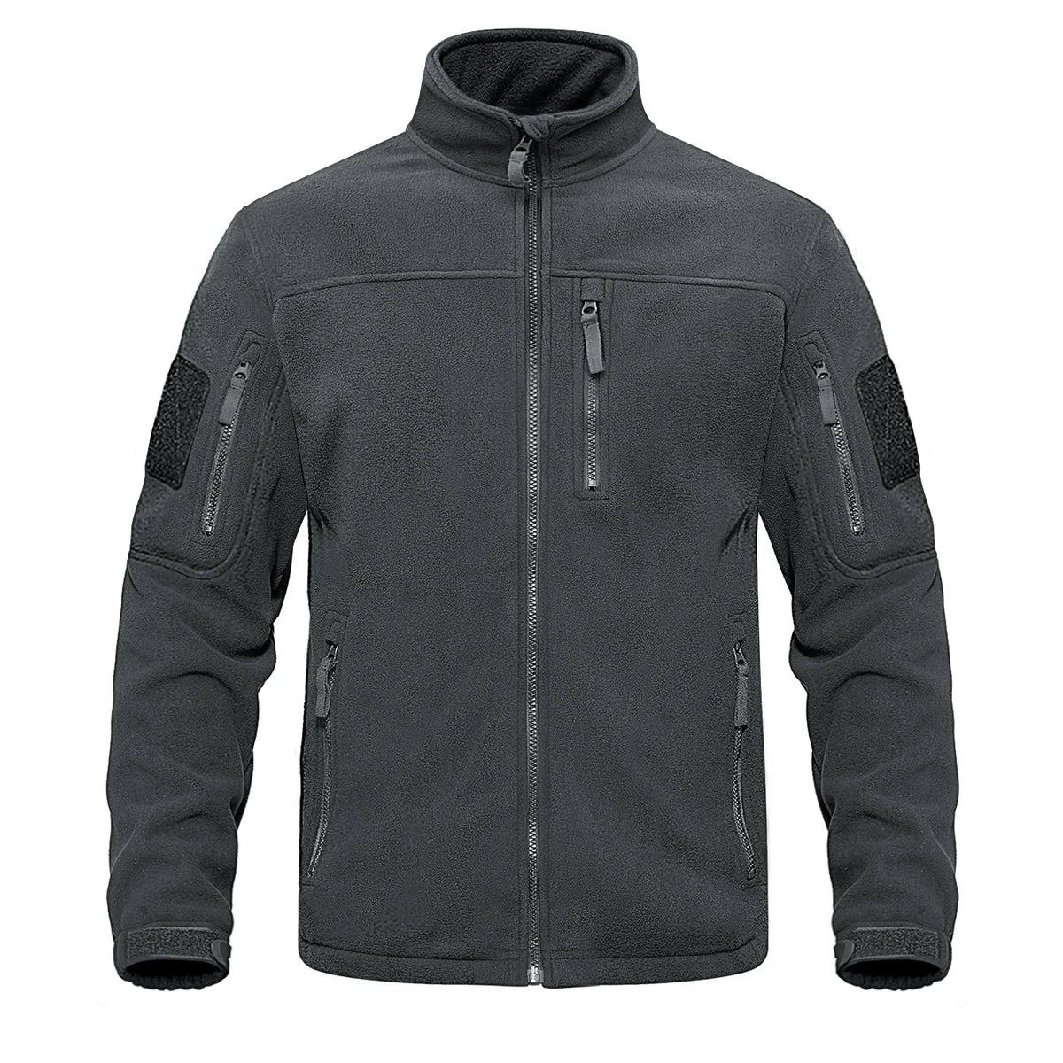 Men's zip-up thermal fleece hiking jacket, back view