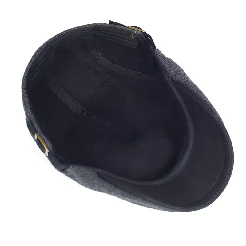 Kessoro unisex wool herringbone flat cap in charcoal, slate gray, taupe and ash gray