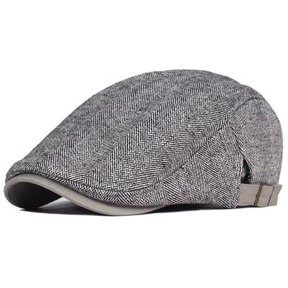 Kessoro unisex wool herringbone flat cap in charcoal, slate gray, taupe and ash gray
