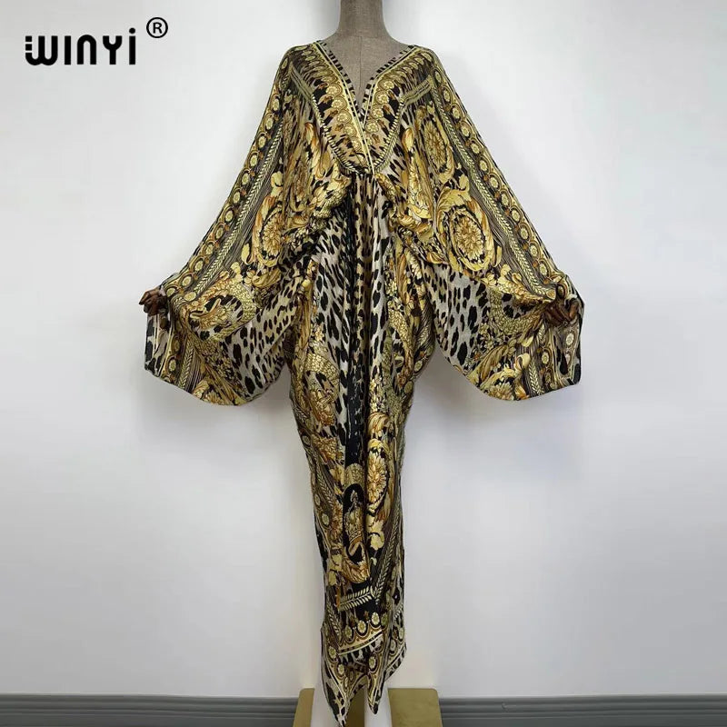 Kessoro Women's Printed V-Neck Long Beach Kimono Robe — view 3