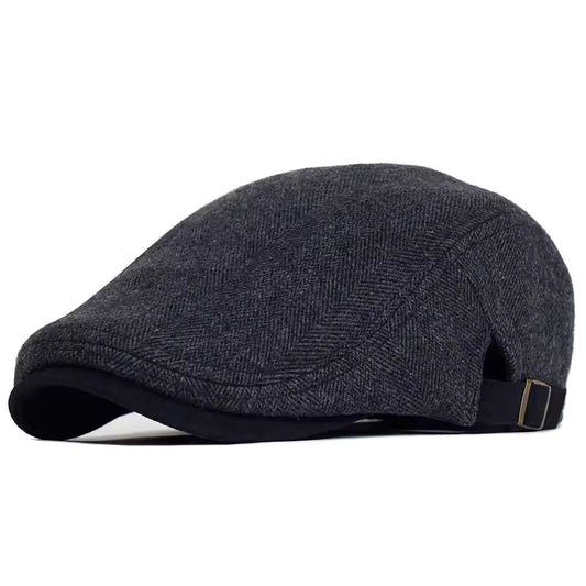 Kessoro unisex wool herringbone flat cap in charcoal, slate gray, taupe and ash gray