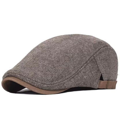 Kessoro unisex wool herringbone flat cap in charcoal, slate gray, taupe and ash gray