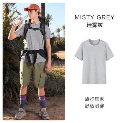 Men's everyday short-sleeve cotton T-shirt, worn