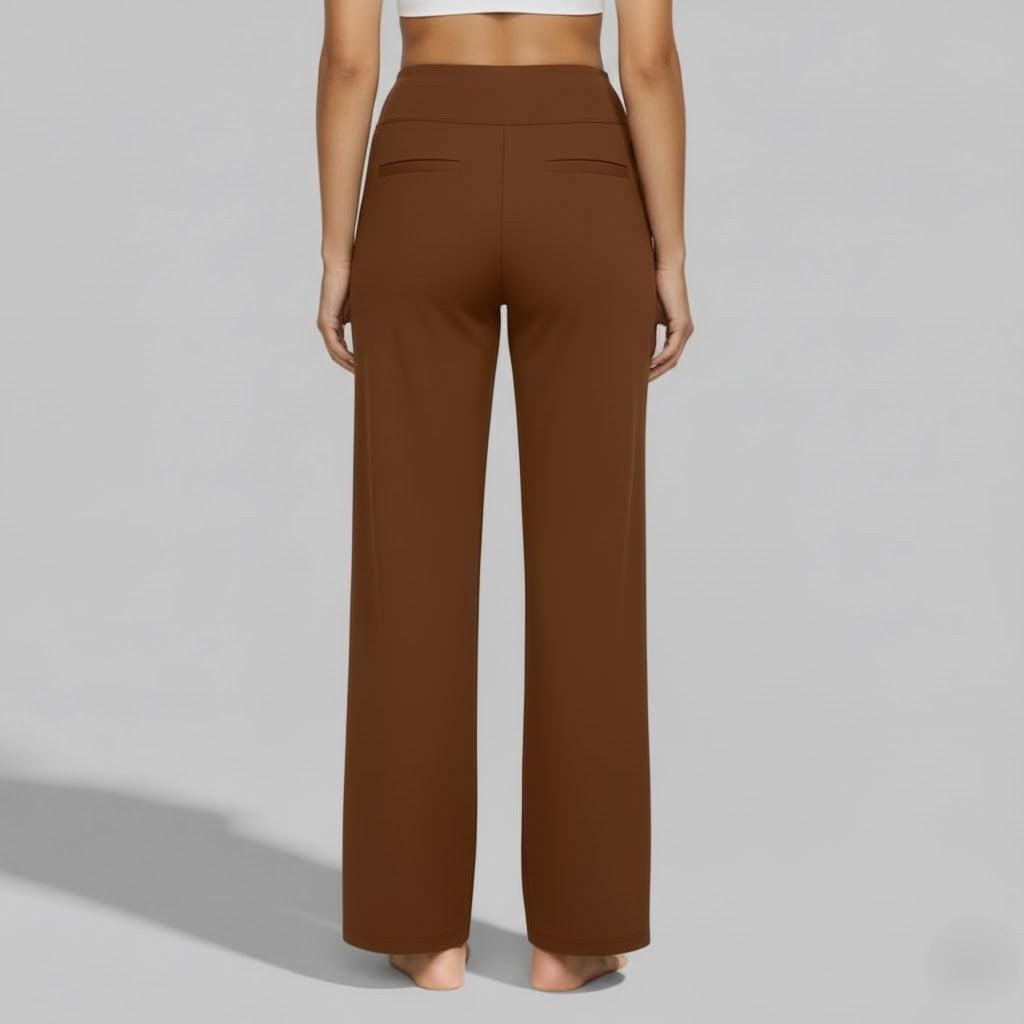 Kessoro Women's High-Waist Stretch Wide-Leg Trousers in taupe, cream, grey and other colourways — colourway options
