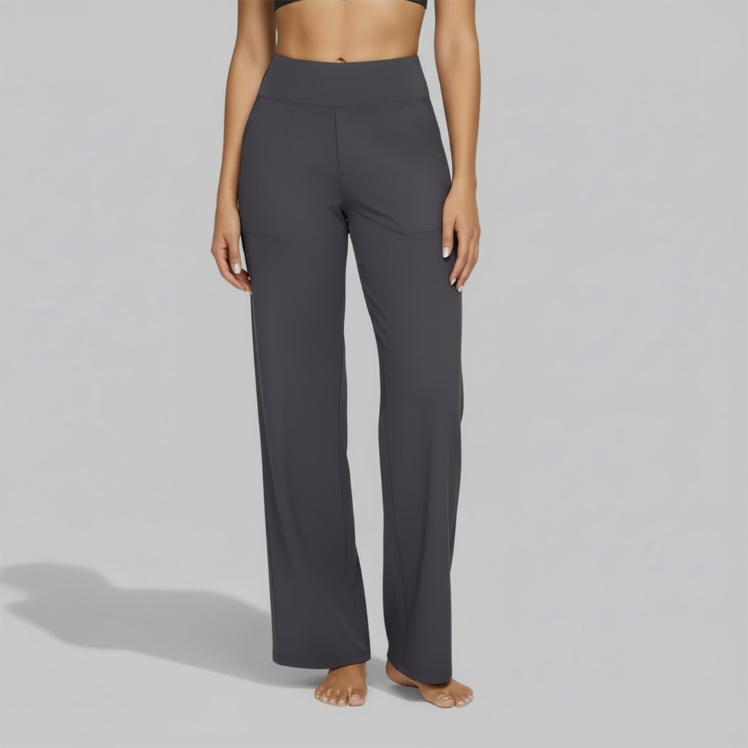 Kessoro Women's High-Waist Stretch Wide-Leg Trousers in taupe, cream, grey and other colourways — colourway options