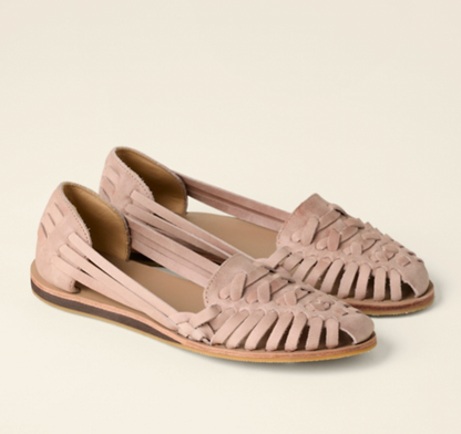 Kessoro handwoven slip-on comfort flats for women in Pink, view 3