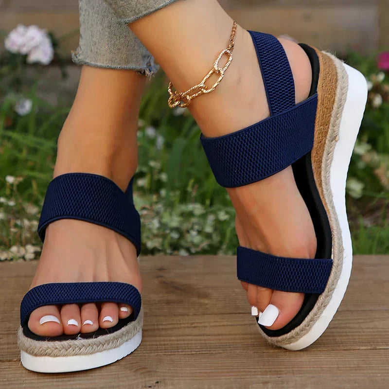 Women's classic orthopedic comfort sandal in brown, black and blue with cushioned sole