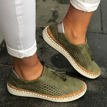Women's cushioned breathable slip-on sneakers with perforated upper