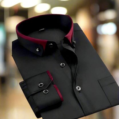 Men's classic long sleeve button-down dress shirt