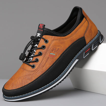 Men's cushioned comfort casual dress shoes in camel brown, chestnut tan or midnight black