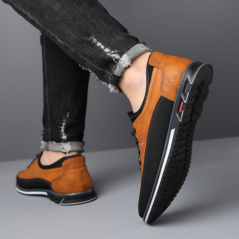 Men's cushioned comfort casual dress shoes in camel brown, chestnut tan or midnight black