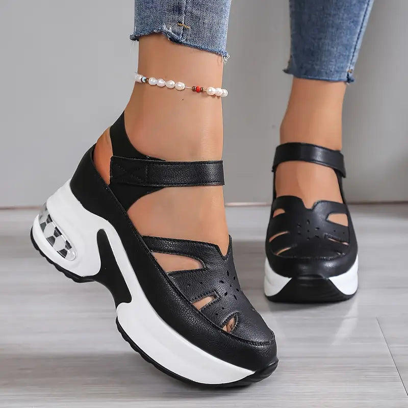 Kessoro women's cushioned orthopedic comfort shoes with a wide toe box in white and black