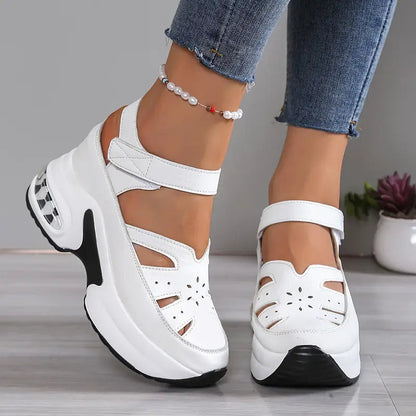 Kessoro women's cushioned orthopedic comfort shoes with a wide toe box in white and black