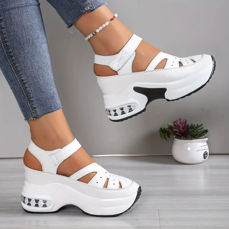Kessoro women's cushioned orthopedic comfort shoes with a wide toe box in white and black