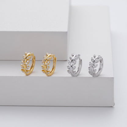 Kessoro women's two tone silver and gold leaf earrings shown in silver and gold finishes