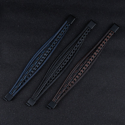 Kessoro men's braided Norse-inspired magnetic clasp bracelet in blue, brown and black