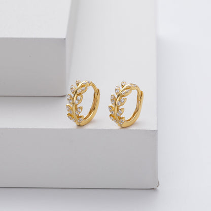 Kessoro women's two tone silver and gold leaf earrings shown in silver and gold finishes