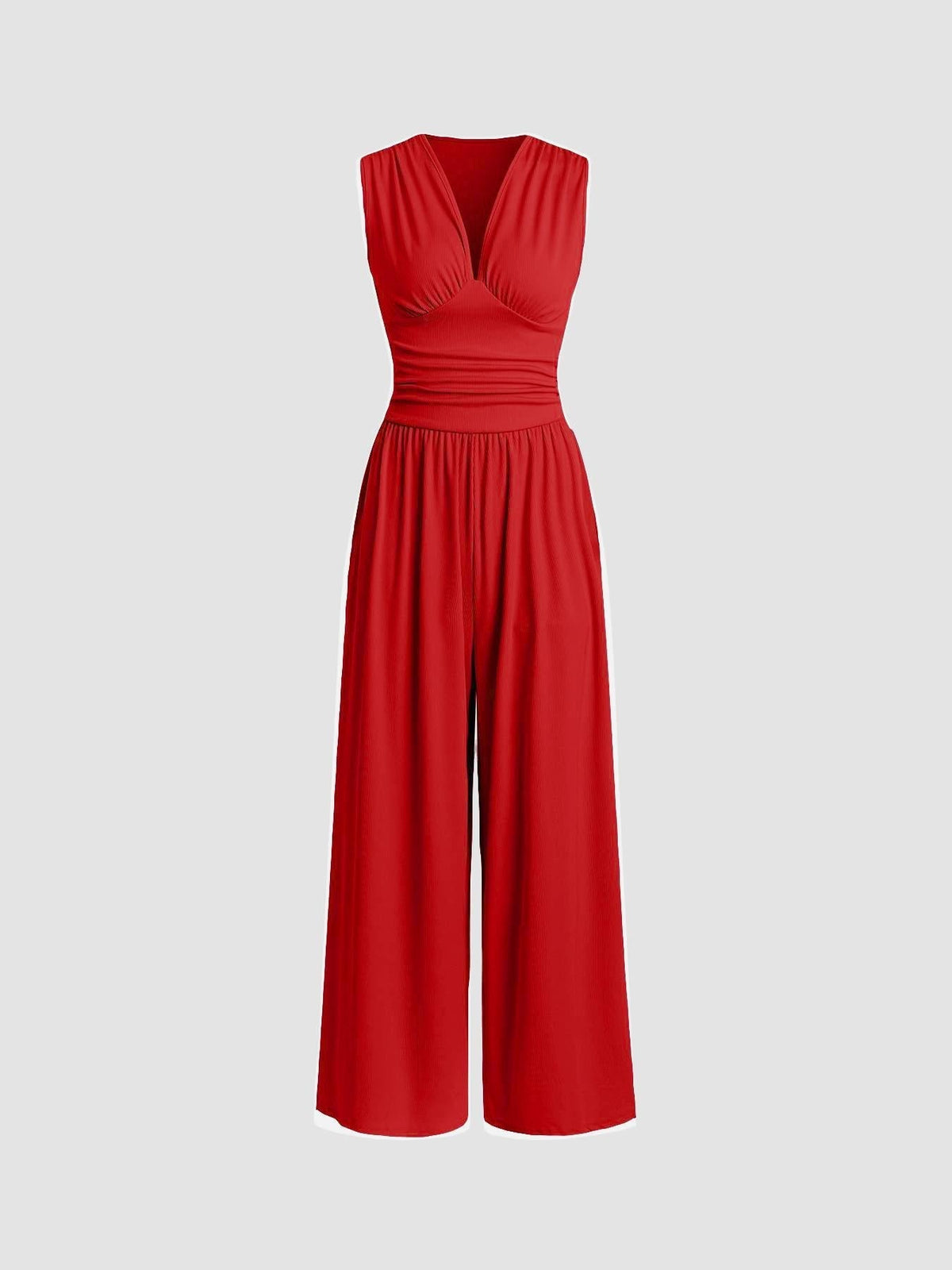 Kessoro women's sleeveless wide-leg jumpsuit in red, black, army green, camel and more colorways - women's one-pieces