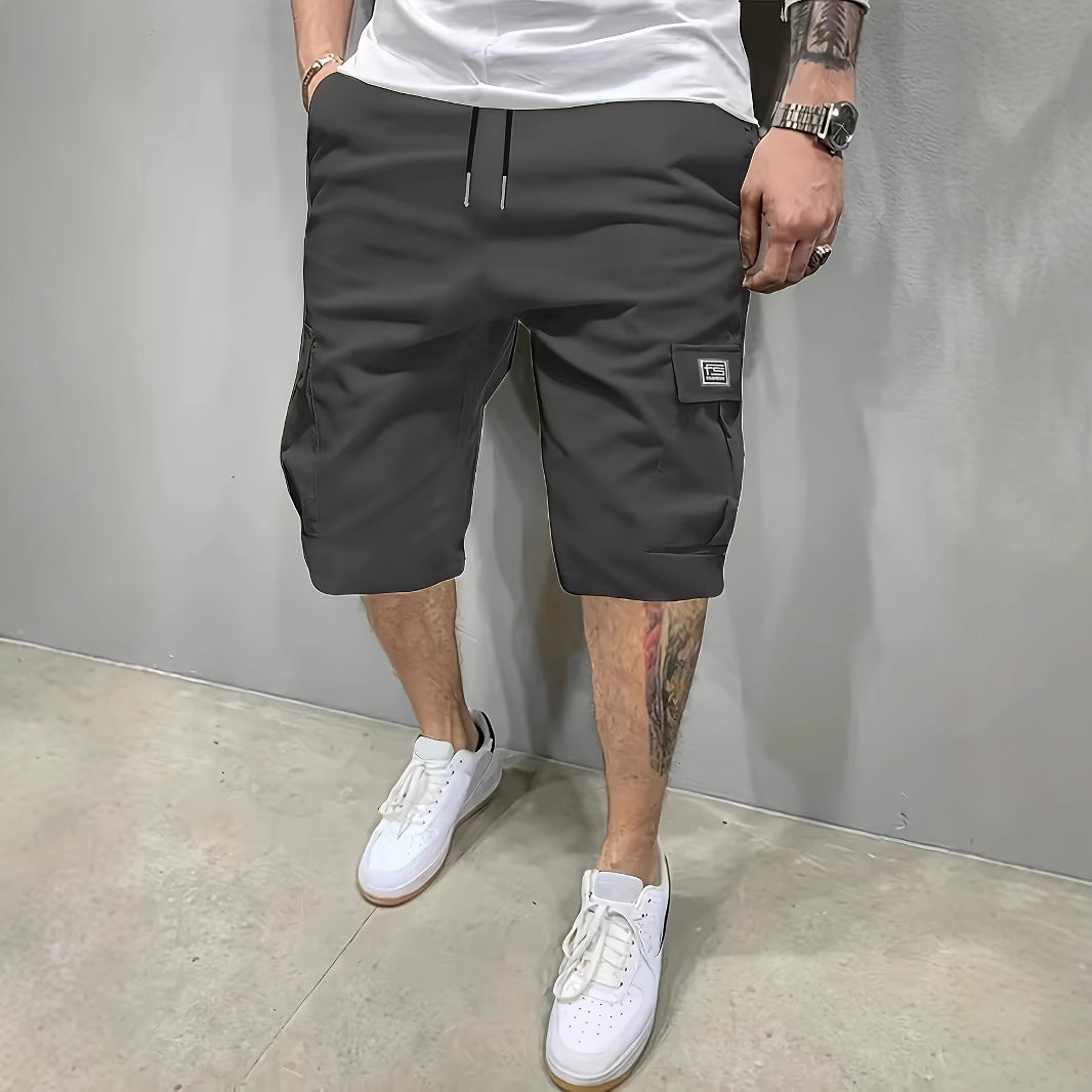 Kessoro men's relaxed drawstring cargo shorts in black, olive green, khaki, brown and grey