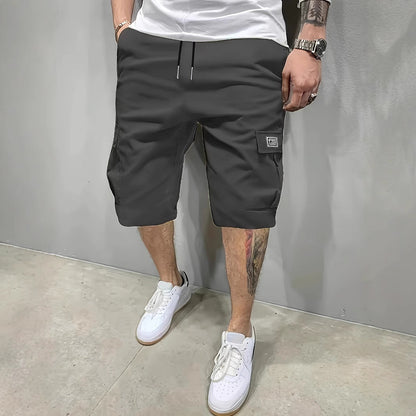 Kessoro men's relaxed drawstring cargo shorts in black, olive green, khaki, brown and grey