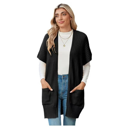 Kessoro women's lightweight open-front knit cardigan in black, pink, apricot, army green and brown