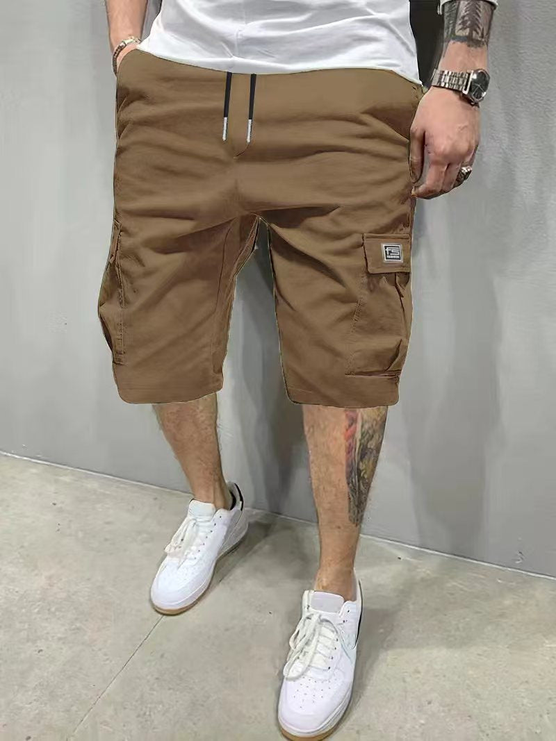 Kessoro men's relaxed drawstring cargo shorts in black, olive green, khaki, brown and grey