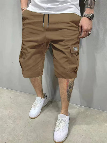 Kessoro men's relaxed drawstring cargo shorts in black, olive green, khaki, brown and grey