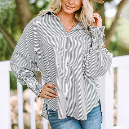 Kessoro women's classic striped relaxed-fit blouse in soft pastel colourways