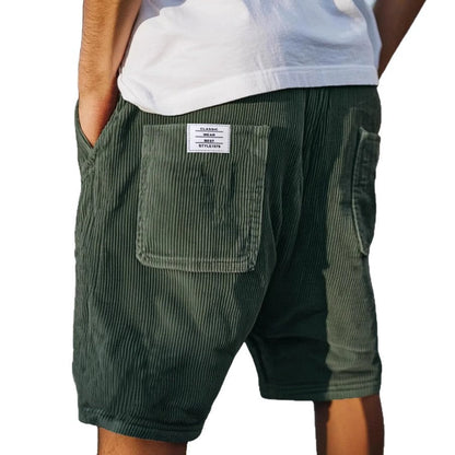 Men's relaxed fit textured casual shorts with clean pockets