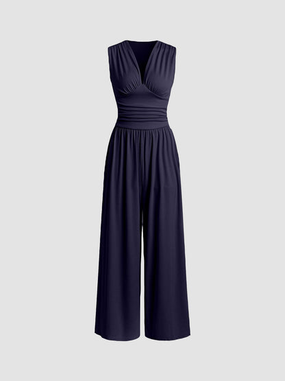 Kessoro women's sleeveless wide-leg jumpsuit in red, black, army green, camel and more colorways - women's one-pieces