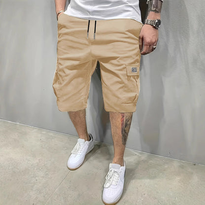Kessoro men's relaxed drawstring cargo shorts in black, olive green, khaki, brown and grey