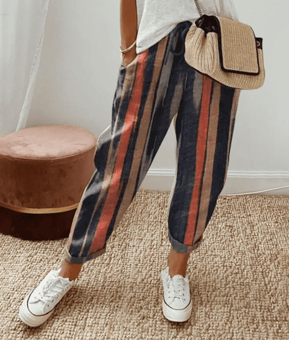 Kessoro women's printed lace relaxed everyday trousers in neutral and print options