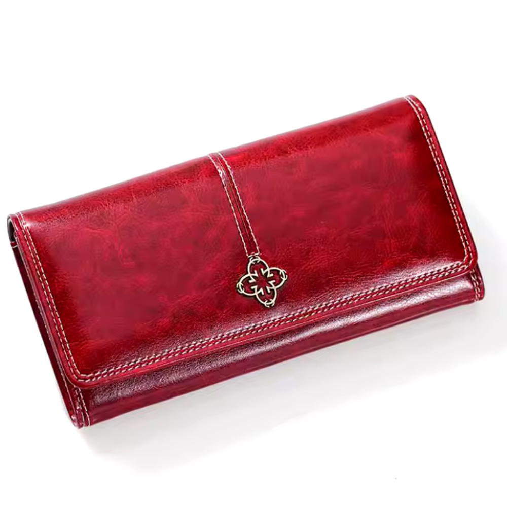 Kessoro women's premium flap long wallet in red, black, brown and blue