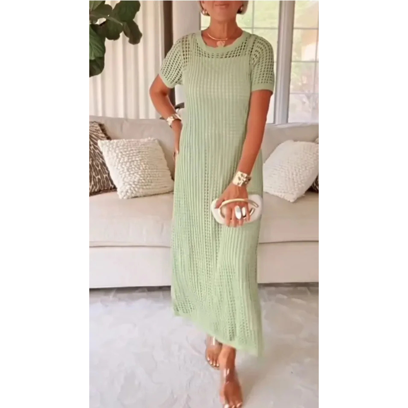 Kessoro women's cut-out layered long maxi dress in pastel and neutral colourways