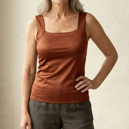 Kessoro women's built-in bra ribbed tank top in black, beige, coffee, green and burgundy