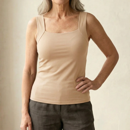 Kessoro women's built-in bra ribbed tank top in black, beige, coffee, green and burgundy