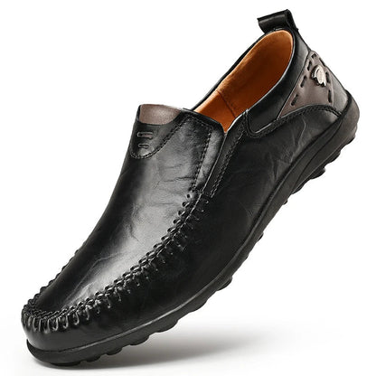 Men's comfortable slip-on everyday loafers in black, maroon and yellow