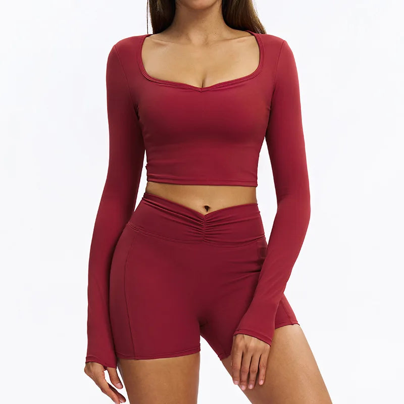 Women's long-sleeve 2-piece set, leg detail