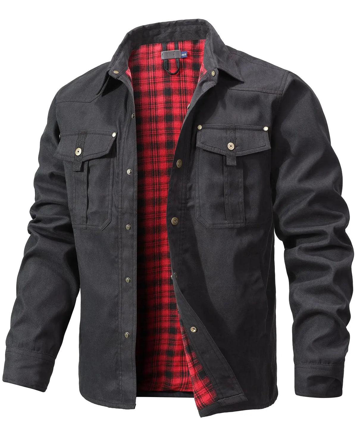 Kessoro Men's Flannel-Lined Snap-Button Shirt Jacket — view 9