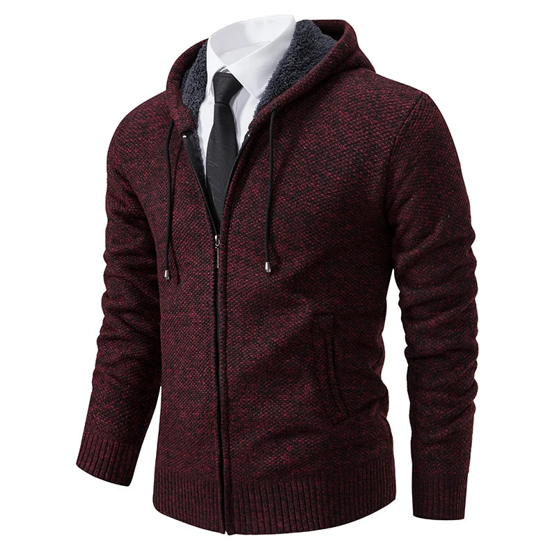 Men's warm fleece cardigan, back view