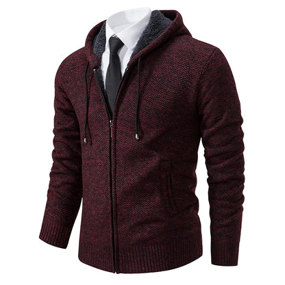 Men's warm fleece cardigan, back view