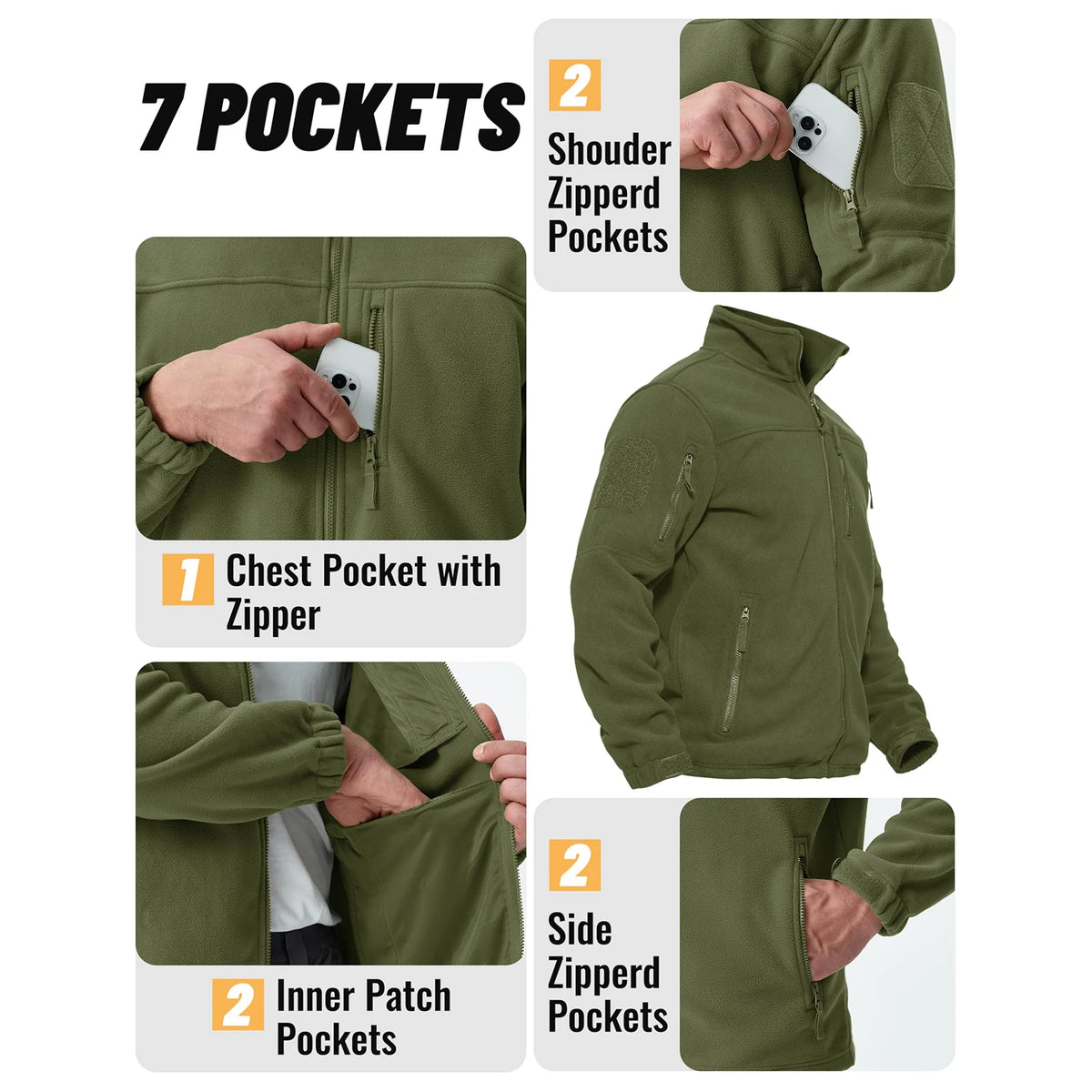 Kessoro Men's Zip-Up Thermal Fleece Hiking Jacket — view 5