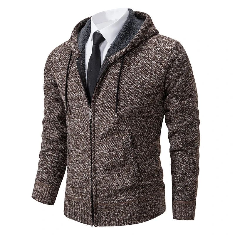 Men's warm fleece cardigan, fleece texture detail