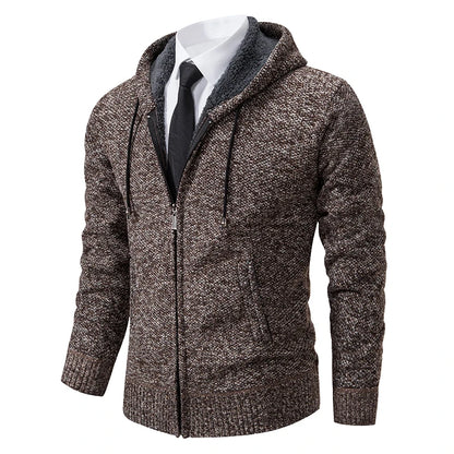 Men's warm fleece cardigan, fleece texture detail