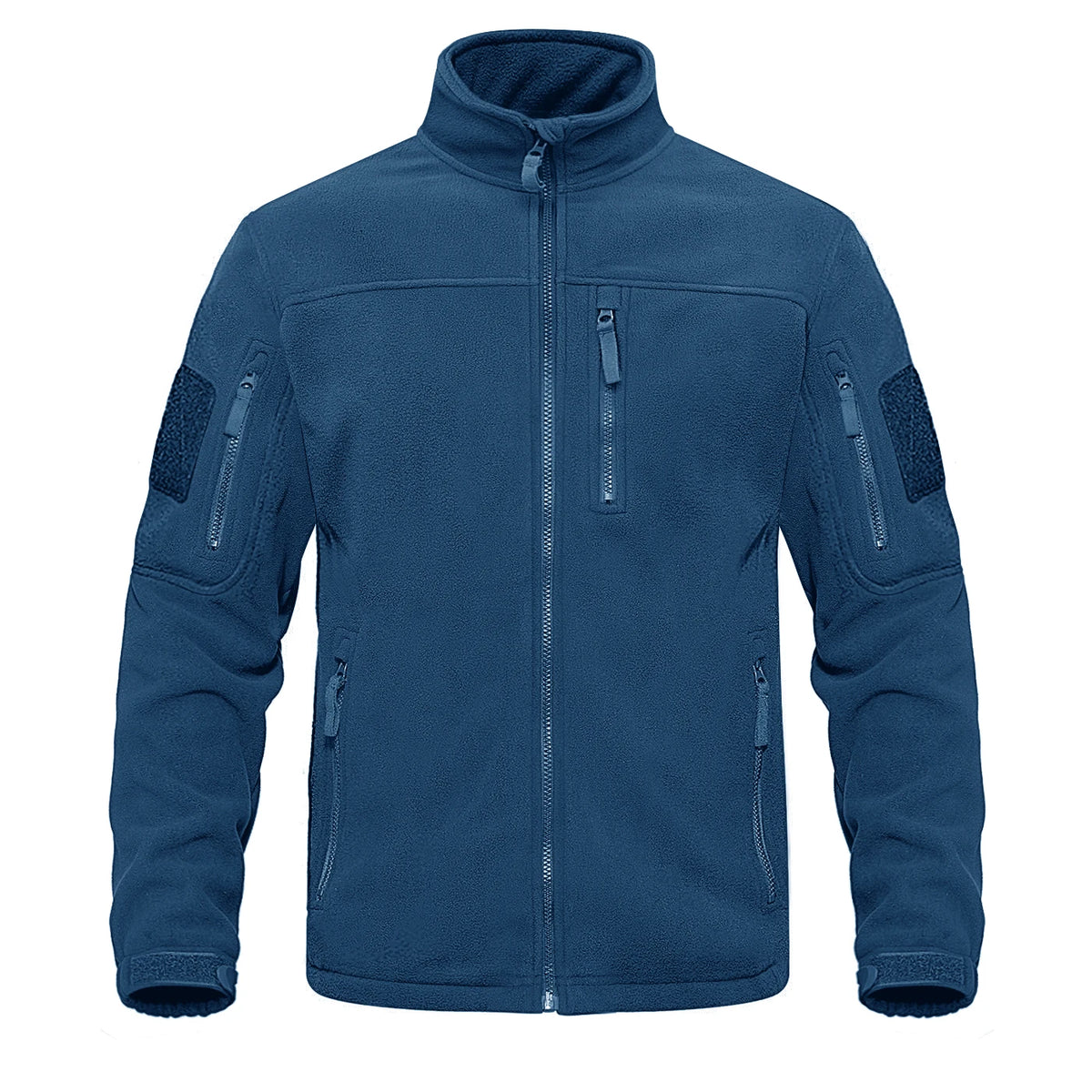 Men's zip-up thermal fleece hiking jacket, worn