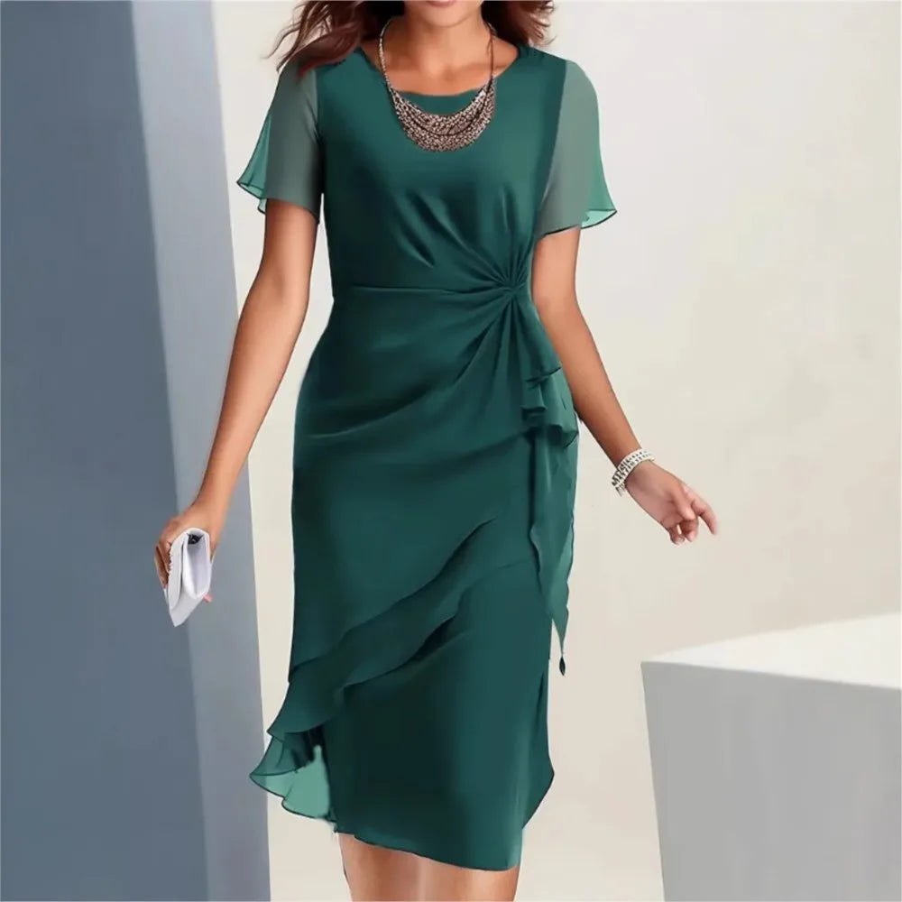 Kessoro Women's Patchwork Pleated Polyester Dress — view 4